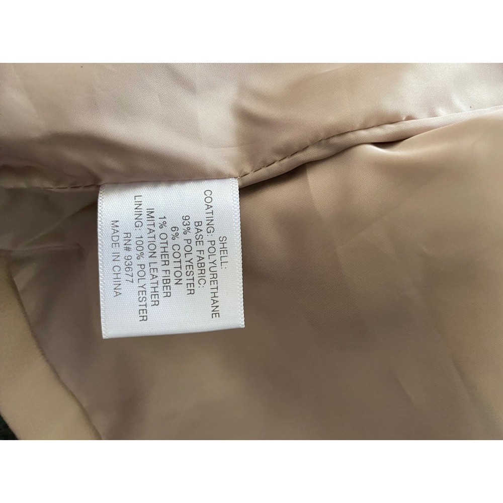 Liz Claiborne Faux Leather Jacket Women XL Tan Beige Zip Front Utility Coat - Picture 7 of 15
